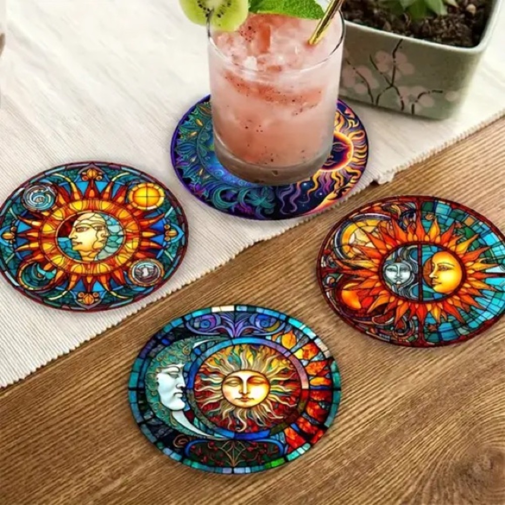 Colorful Sun and Moon Coasters